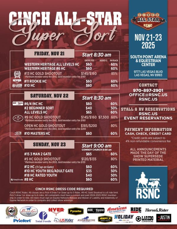 2025 Vegas Super Sort - Weekend Stalls- Includes Shavings